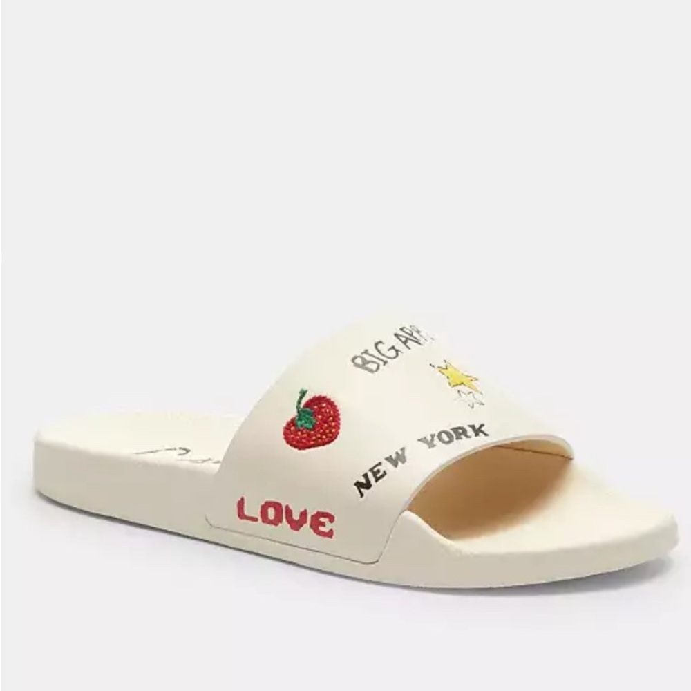 Coach Cream Sandals with Graphic Design - Picture 8 of 14